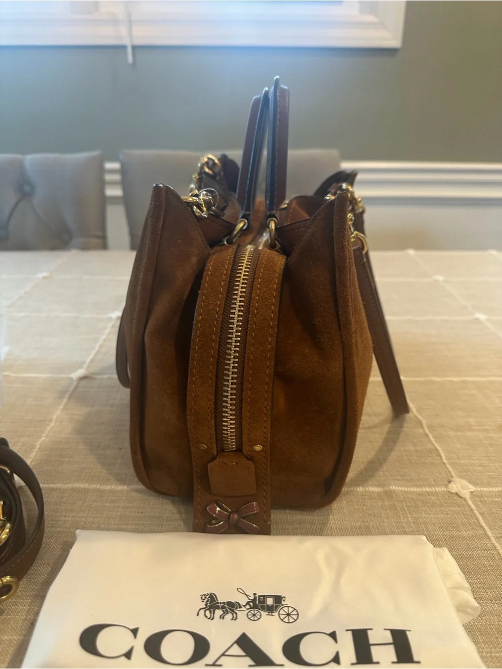 100% Coach Rogue Bag 31 Suede Leather Warm Brown Mint Condition Receipt - Picture 2 of 16
